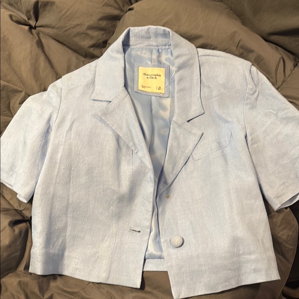 Abercrombie & Fitch Light Blue Short Sleeve blazer Jacket XS